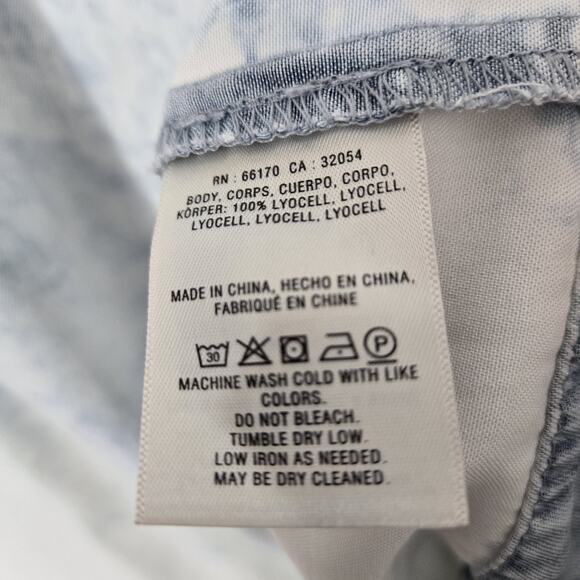 Anthro Holding Horses Dress XS Acid Wash Chambray Ruffle One Shoulder Tie Dye - Picture 8 of 11